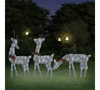 LoogCape LED Reindeer Christmas Decoration 270 x 7 x 90 cm Silver Cool White with 90 LEDs, Energy-Saving Christmas Lighting for Indoor and Outdoor Use, Durable Fabric Steel Design, 8 Light Effects