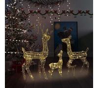LoogCape LED Reindeer Family Christmas Decoration Acrylic 300 LED Warm White Outdoor Indoor Garden Balcony Patio Tree House Roof Facade Christmas Lighting with 8 Light Effects and 5 m Cable