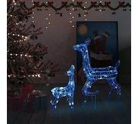 LoogCape LED Reindeer Family Christmas Decoration Acrylic with 160 Blue LEDs 8 Light Effects 5M Cable Indoor Outdoor Magic Christmas Lights Festive Decoration