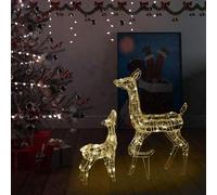 LoogCape LED Reindeer Family Christmas Decoration Acrylic with 160 Warm White LEDs, 8 Light Effects, Indoor and Outdoor Use, Includes 5M Extension Cable, USB Port
