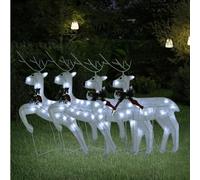 LoogCape LED Reindeer Pack of 4 White 80 LEDs Christmas Lights Outdoor Indoor with 8 Light Effects Weatherproof Mesh Metal USB 42 x 14.5 x 62 cm 5 m Cable Decoration for Garden Balcony Patio