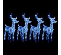 LoogCape LED Reindeer Set of 4 Blue 160 LEDs Acrylic Christmas Lights for Garden Balcony Patio Outdoor with 8 Light Effects and 5 m Extension Cable