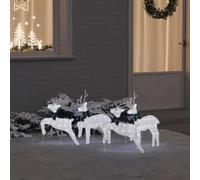 LoogCape LED Reindeer Set of 4 Silver Fabric Christmas Decoration Art Deco Indoor and Outdoor Use with USB Operated Durable Lights for Festive Atmosphere