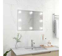 LoogCape LED Wall Mirror without Frame Rectangular 70 x 50 cm Glass with Warm White Cool White Lighting USB Connection for Hallway Bedroom Dressing Room Shaving Mirror