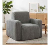 LoogCape Light Grey Corduroy Armchair with Wide Armrests, Ergonomic Design, Comfortable Padding, Swivel, Ideal for Living Room, Bedroom, Reading Corner, Office, Durable, Modern, Relaxing