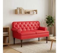 LoogCape Loveseat Loveseat with Button Stitching Red 120 x 65 x 77 cm Faux Leather Wooden Frame Upholstered Seat Furniture for Living Room Bedroom Modern Design
