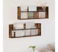 LoogCape Magazine Rack with 2 Pack Wall Mounted Smoked Oak 80 x 12 x 30 cm Space Saving Magazine Rack for Living Room Office Bathroom Durable and Versatile