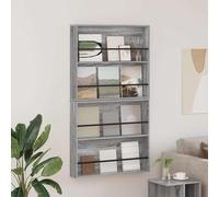 LoogCape Magazine Shelf, Pack of 2, Grey Sonoma Wood Composite 80 x 12 x 70 cm, Wall Mounted Magazine Rack for Living Room, Office and Waiting Room, Space Saving Storage