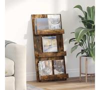 LoogCape Magazine Shelf Smoked Oak 51 x 11 x 102 cm Wood Material Versatile Magazine Rack for Living Room Office and Waiting Room Space Saving Storage with 3 Shelves