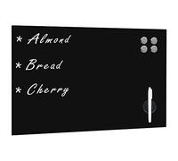 LoogCape Magnetic Board Glass Wall Mounting 50 x 30 cm Black Wipe Clean Writing Board for Office School Home Office Kitchen Planning Presentation Memo Board with Magnets and Mounting Material