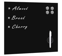 LoogCape Magnetic Board Wall Mounted Glass 40 x 40 cm Black Wipe Clean Writing Board with Magnets for Office School Home Office Kitchen Planning Presentations