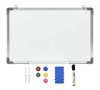 LoogCape Magnetic Whiteboard White 50 x 35 cm Steel Wall Board Writing Board Notice Board Memo Board Wipe Clean for Office School Home Office Kitchen Presentation
