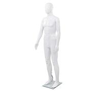 LoogCape Male Mannequin 185cm with Glass Base White Adjustable Head and Arms Durable Polypropylene Realistic Proportions Easy Assembly Ideal for Fashion Boutique