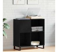 LoogCape Media Storage Unit Black Oak Effect 85 x 38 x 89 cm with 4 Shelves for Living Room, Home Cinema, Office Storage Space, TV Lowboard, Sideboard, Chest of Drawers, Cable Management, Durable