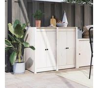 LoogCape Meppel Outdoor Kitchen Doors, Pack of 2, White, 50 x 9 x 82 cm, Solid Pine for Cabinet, Furniture, Front, Replacement, Renovation, DIY, Tidy, Privacy Screen, Storage, Modernisation