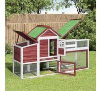 LoogCape Mocha Chicken Coop 186.5 x 58.5 x 113 cm Solid Pine Wood with Waterproof Roof, Large Nesting Box, Extendable Tray, Robust Wire Mesh Fence, Suitable for Chickens, Rabbits