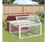 LoogCape Mocha Rabbit Hutch 117.5 x 97 x 47.5 cm Solid Pine Weatherproof Enclosure with Roof and Free Run for Small Animals such as Rabbits, Guinea Pigs, Hamsters and Rodents