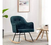 LoogCape Modern Blue Velvet Rocking Chair with Sturdy Iron Frame, Ergonomic Padding, High Beech Wood Legs, Ideal for Relaxing, Reading and Relaxing in the Living Room