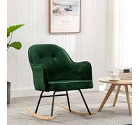 LoogCape Modern Dark Green Velvet Swing Chair with Sturdy Iron Frame and Beech Wood Legs for Comfortable Relaxing in the Living Room, Bedroom, Balcony or Children's Room, Ideal for Reading