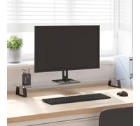LoogCape Monitor Stand Black 100 x 20 x 8 cm Tempered Glass Metal Height Adjustable Ergonomic for Office, Home Office, Gaming, Standing Desk, Cable Management, Shelf, Tiltable, Stable, Modern