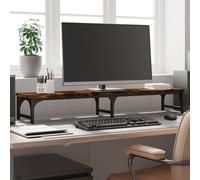LoogCape Monitor Stand Smoked Oak 105 x 23 x 15.5 cm Wood Material Height Adjustable Ergonomic for Standing Desk Office Home Office Gaming and Cable Management