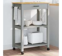 LoogCape Monza Kitchen Trolley 60 x 40 x 88.5 cm Solid Pine Wood with Drawer and Open Shelves for Versatile Use in the Dining Room, Living Room, Kitchen or Bathroom