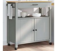 LoogCape Monza Kitchen Trolley 84 x 40 x 88.5 cm Solid Pine Wood with Drawer and Doors, Versatile Side Trolley, Rollable, Space-Saving, Ideal for Kitchen, Living Room, Bathroom and Study