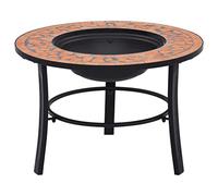 LoogCape Mosaic Ceramic Terracotta Fire Pit 68 cm with Tripod Frame for Garden Patio Decoration and Warmth, Smokeless, Weatherproof, Ideal for Barbecue and Outdoor Ambience