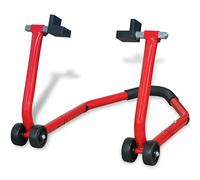 LoogCape Motorcycle Stand Rear Red Adjustable for Sports & Off Road Bikes, Sturdy Steel Construction, Non-Slip Handle, Double Wheels, Suitable for Workshop, Maintenance, Diagnosis and Repair