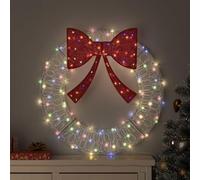 LoogCape Multicoloured Christmas Wreath with 60 LEDs Acrylic 76 x 76 cm USB Lighting Modern Design Decoration for Indoor and Outdoor Use