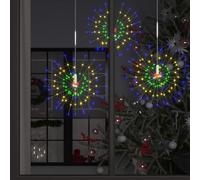 LoogCape Multicoloured Fireworks Lights Set of 2 with 20 cm Length 280 LEDs for Indoor and Outdoor Use, Remote Control, USB Port, Flexible Copper Wires, 8 Light Effects