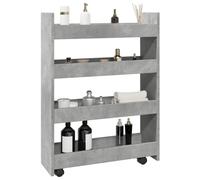 LoogCape Narrow Storage Trolley 4 Levels Concrete Grey Wood Material Lots of Storage Space Versatile Movable