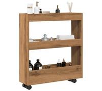 LoogCape Narrow Storage Trolley with 3 Levels, Artisan Oak Wood Material, Trolley for Kitchen, Bathroom and Living Room, Lots of Storage Space, Easy to Move, Robust and Durable, Ideal for Small Spaces