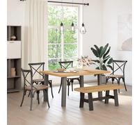 LoogCape NOAIN Dining Room Bench 120 x 41 x 45 cm Solid Pine Rustic Bench with Slatted Design, Sturdy Table Legs, Versatile for Kitchen, Dining Room, Living Room, Country House Style