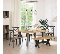 LoogCape Noain Dining Room Bench 120 x 41 x 45 cm Solid Pine Rustic Wooden Bench with Slatted Design for Kitchen Dining Area and Living Room Space Saving Stable