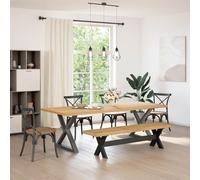LoogCape NOAIN Dining Table Bench 160 x 41 x 45 cm Solid Pine Rustic Wooden Bench with Slatted Design for Dining Room Kitchen Living Room Bench for 2 People