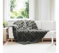 LoogCape Non-Slip Faux Rabbit Fur Blanket Dark Grey for Living Room Bedroom Warm Soft Bedspread Ideal as Bed or Sofa Blanket Easy Care Versatile Breathable