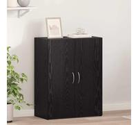 LoogCape Office Cabinet Black Oak 70 x 32 x 77.5 cm Wood Material with Lockable Door and Practical Storage Space for Office, Home Office, Study, Documents and Files
