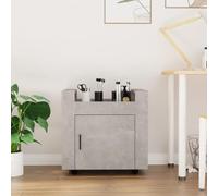 LoogCape Office Trolley Concrete Grey 60 x 45 x 60 cm Wood Material with 4 Wheels, Sturdy Top Plate and Practical Door for Order and Storage Space in the Office or Home