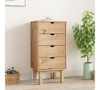 LoogCape OTTA Chest of Drawers Solid Pine Wood with 4 Spacious Drawers for Versatile Storage in the Living Room, Bedroom, Hallway or Office, Sturdy Surface for Decoration and Easy Assembly
