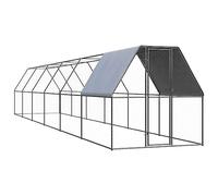 LoogCape Outdoor Chicken Coop 2 x 12 x 2 m Galvanised Steel with Waterproof Polyethylene Roof, Lock Door, Weatherproof Enclosure, Suitable for Chickens, Ducks, Small Animals, Large Birds, Durable