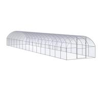 LoogCape Outdoor Enclosure for Small Animals, 3 x 16 x 2 m, Galvanised Steel, Durable Rodent Coop with Grid, Expandable, Weatherproof, Ideal for Rabbits, Guinea Pigs, Chickens, Ducks, Ferrets, Degu