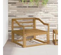LoogCape Outdoor Middle Sofa Made of Solid Acacia Wood in White for Garden Balcony Patio Weatherproof Lounge Furniture with Modular Seat Elements, Backrest and Armrests, Ideal for Modern Outdoor Areas