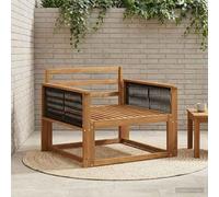 LoogCape Outdoor Middle Sofa Solid Wood Acacia Natural Weatherproof Lounge Furniture for Balcony Patio Garden Seating with Armrests and Backrest, Durable Design for Modern Outdoor Areas