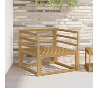 LoogCape Outdoor Middle Sofa Solid Wood Acacia White for Garden Balcony Patio Weatherproof Modular Seat Area with Armrests Durable Wood Stylish Upholstered Corner