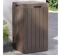 LoogCape Outdoor Wheelie Bin, Brown, 38 x 38 x 65 cm, Made of Robust Polypropylene with 80 Litre Capacity, Weather-Resistant Waste Bin for Garden, Park, Outdoor Use