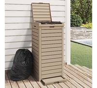 LoogCape Outdoor Wheelie Bin Light Brown 41 x 41 x 86 cm Polypropylene with Double Lid 118 Litres for Garden, Park, Public Areas, Odour-Proof, Weather-Resistant, Easy to Clean