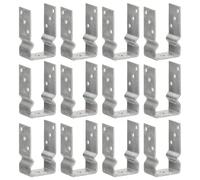 LoogCape Pack of 12 Silver Galvanised Steel U-Shape Post Holders with Pre-Drilled Holes for Garden Fence, Carport, Pergola, Gazebo, Privacy Screen, Rotary Airer, Parasol, Pack of 12