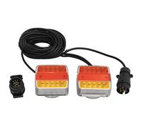 LoogCape Pack of 2 Red 10.5 x 7.5 x 10 cm 12 V LED Lights Magnetic Design Cable 9 m for Vehicles, Trucks, Cars, Motorcycles, Trailers, Lighting, Replacement Part, Waterproof