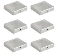 LoogCape Pack of 6 Pyramid Shape Galvanised Metal Post Caps 81 x 81 mm for Fence, Gate, Porch, Garden Fence, Post Protection, Mounting Accessories, Weather Resistant, Durable, Protection